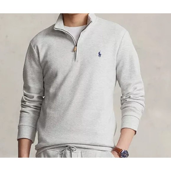 Polo Ralph Lauren 1/4 Zip Sweater Light Grey Pullovers Long Sleeves XXL TTG - Picture 1 of 11